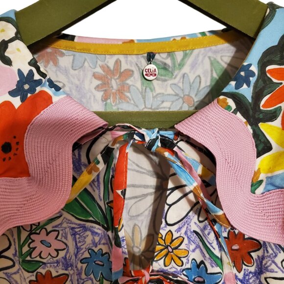 Celia B Ric Rac Dress Size S (4-6 US) Colorful Floral - Picture 3 of 5